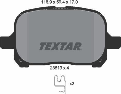 Textar 2351302 - Тормозные колодки, дисковые, комплект autosila-amz.com