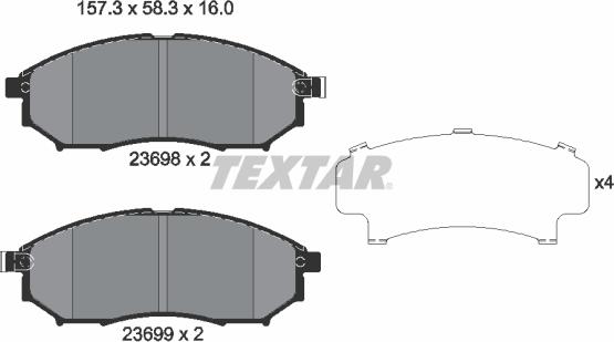 Textar 2369801 - Тормозные колодки, дисковые, комплект autosila-amz.com