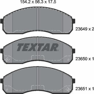 Textar 2364904 - Комплект тормозных колодок передний KIA K2500 2.5D 01.10- autosila-amz.com