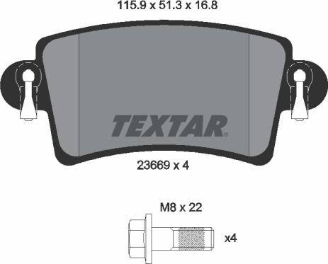 Textar 2366901 - Тормозные колодки, дисковые, комплект autosila-amz.com