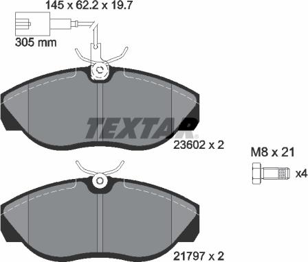 Textar 2360201 - Колодки тормозные дисковые компл. JUMPER Bus (230P),JUMPER Box (230L),JUMPER Kasten (230L),JUMPER Bo autosila-amz.com