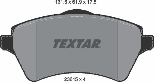 Textar 2361501 - Тормозные колодки, дисковые, комплект autosila-amz.com