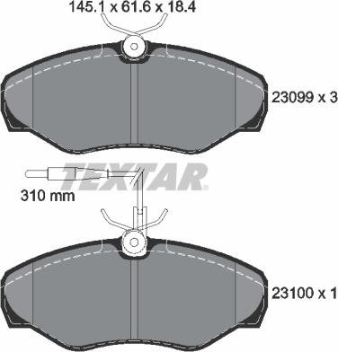 Textar 2309903 - Тормозные колодки, дисковые, комплект autosila-amz.com