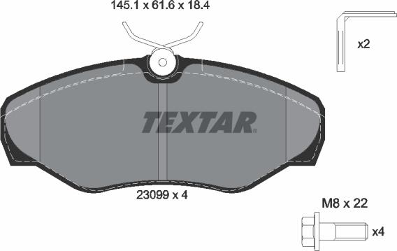 Textar 2309902 - Тормозные колодки, дисковые, комплект autosila-amz.com