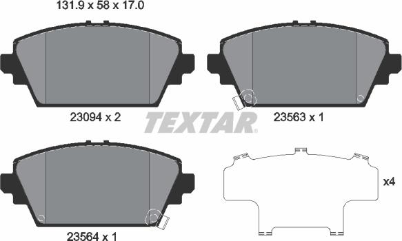 Textar 2309401 - Тормозные колодки, дисковые, комплект autosila-amz.com