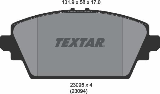 Textar 2309501 - Тормозные колодки, дисковые, комплект autosila-amz.com