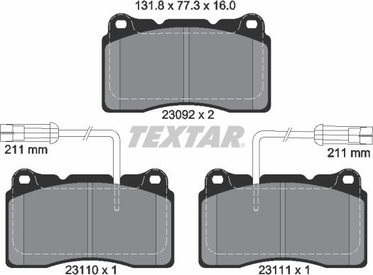 Textar 2309201 - Тормозные колодки, дисковые, комплект autosila-amz.com