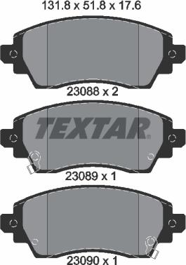 Textar 2308801 - Тормозные колодки, дисковые, комплект autosila-amz.com