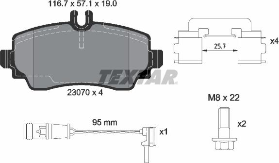 Textar 2307005 - Тормозные колодки, дисковые, комплект autosila-amz.com