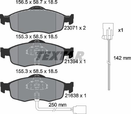 Textar 2307104 - Тормозные колодки, дисковые, комплект autosila-amz.com