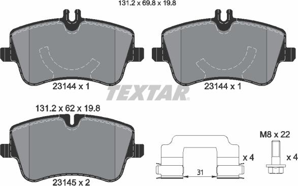 Textar 2314401 - Тормозные колодки, дисковые, комплект autosila-amz.com