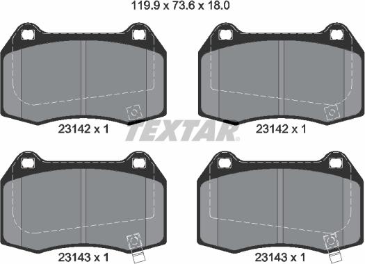 Textar 2314204 - Тормозные колодки, дисковые, комплект autosila-amz.com