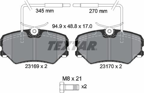 Textar 2316901 - Тормозные колодки, дисковые, комплект autosila-amz.com