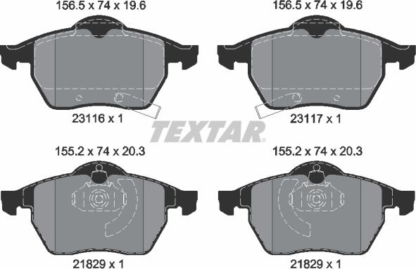Textar 2311602 - Тормозные колодки, дисковые, комплект autosila-amz.com