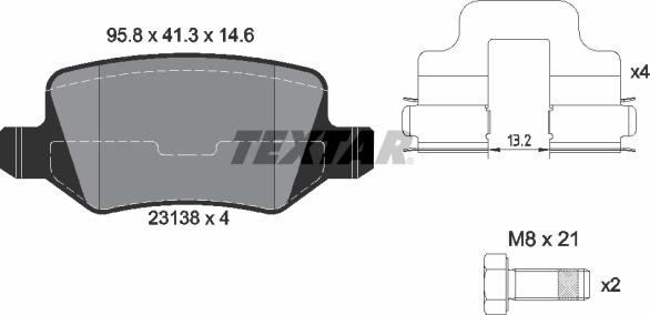 Textar 2313805 - Тормозные колодки, дисковые, комплект autosila-amz.com