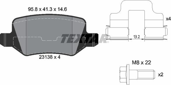 Textar 2313803 - Тормозные колодки, дисковые, комплект autosila-amz.com