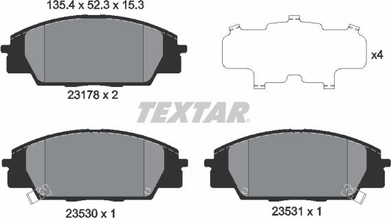 Textar 2317801 - Тормозные колодки, дисковые, комплект autosila-amz.com