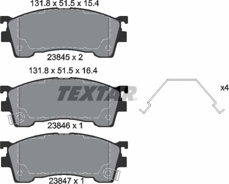 Textar 2384504 - Колодки передние с противошумной пластиной Q+ MAZDA 323/626 1.8/2.0L all 94-03 TEXTAR 2384504 autosila-amz.com