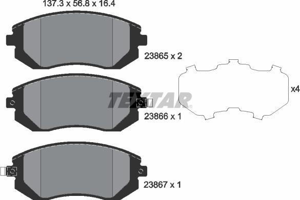 Textar 2386501 - Тормозные колодки, дисковые, комплект autosila-amz.com