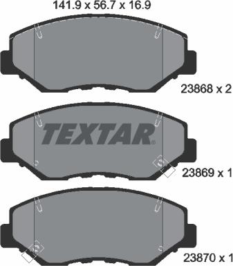 Textar 2386801 - Тормозные колодки, дисковые, комплект autosila-amz.com
