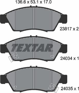 Textar 2381701 - Тормозные колодки, дисковые, комплект autosila-amz.com