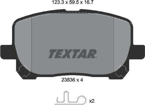 Textar 2383601 - Тормозные колодки, дисковые, комплект autosila-amz.com