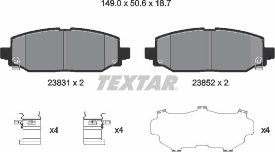 Textar 2383101 - Тормозные колодки, дисковые, комплект autosila-amz.com