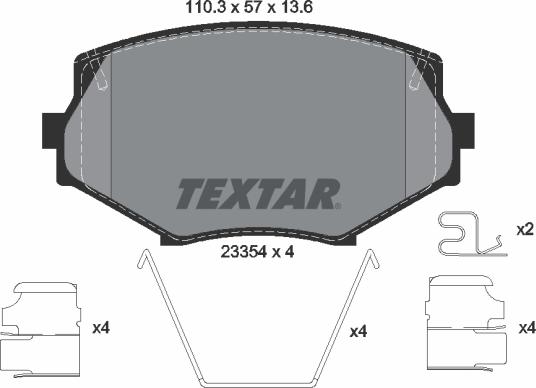 Textar 2335404 - Тормозные колодки, дисковые, комплект autosila-amz.com