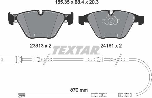 Textar 2331307 - Тормозные колодки, дисковые, комплект autosila-amz.com