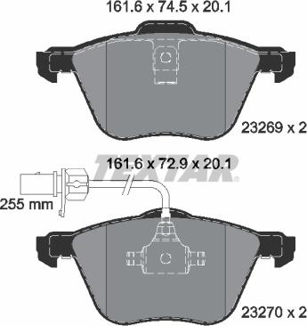 Textar 2326903 - Тормозные колодки, дисковые, комплект autosila-amz.com