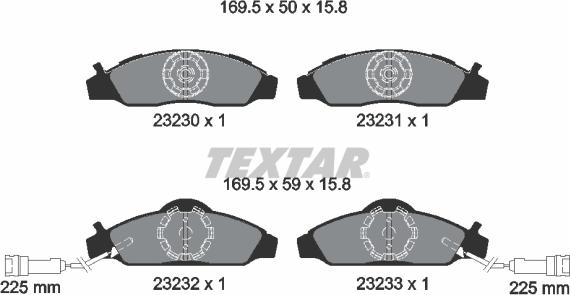 Textar 2323001 - Тормозные колодки, дисковые, комплект autosila-amz.com