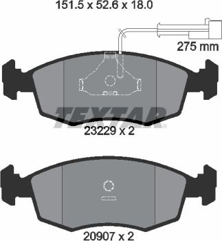 Textar 2322901 - Колодки тормозные дисковые компл. DEDRA (835) DEDRA SW (835) передн. autosila-amz.com