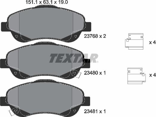 Textar 2376802 - Тормозные колодки, дисковые, комплект autosila-amz.com