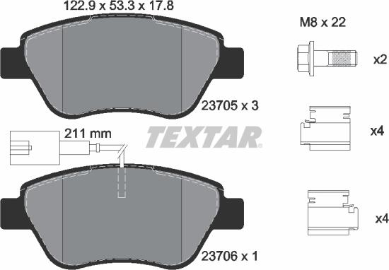 Textar 2370502 - Тормозные колодки, дисковые, комплект autosila-amz.com