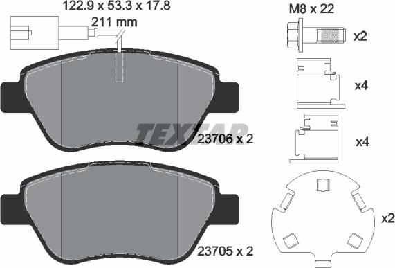 Textar 2370601 - Тормозные колодки, дисковые, комплект autosila-amz.com