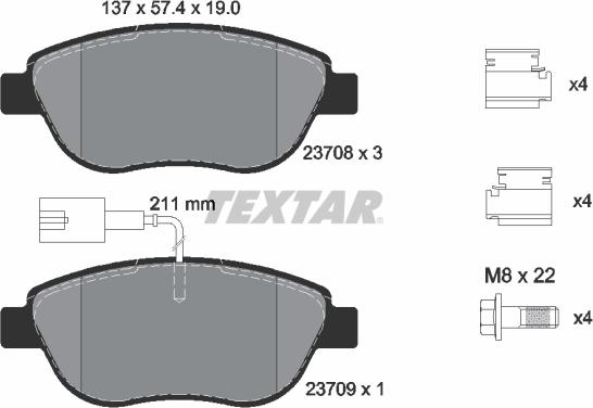 Textar 2370881 - Тормозные колодки, дисковые, комплект autosila-amz.com