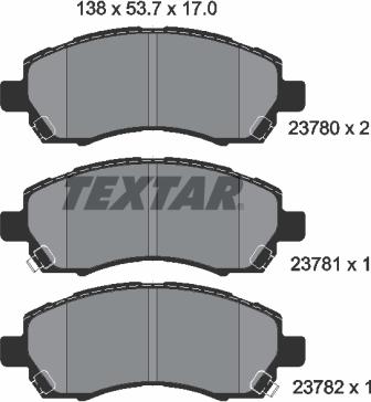 Textar 2378001 - Тормозные колодки, дисковые, комплект autosila-amz.com