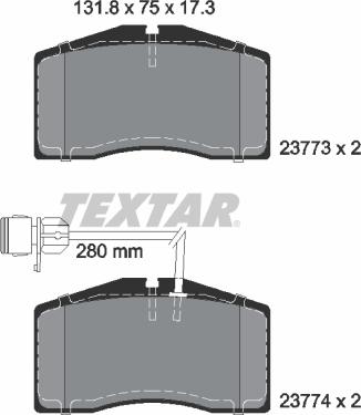Textar 2377301 - Тормозные колодки, дисковые, комплект autosila-amz.com