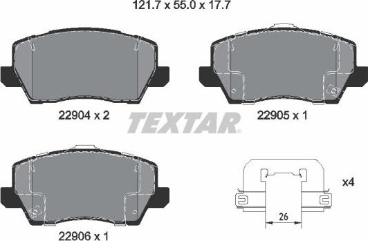 Textar 2290401 - Тормозные колодки, дисковые, комплект autosila-amz.com