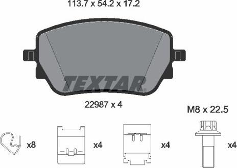 Textar 2298701 - Тормозные колодки, дисковые, комплект autosila-amz.com