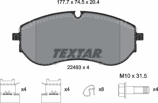 Textar 2249301 - Тормозные колодки, дисковые, комплект autosila-amz.com