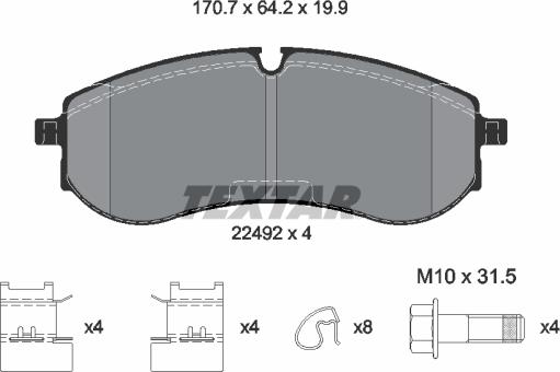 Textar 2249201 - Тормозные колодки, дисковые, комплект autosila-amz.com