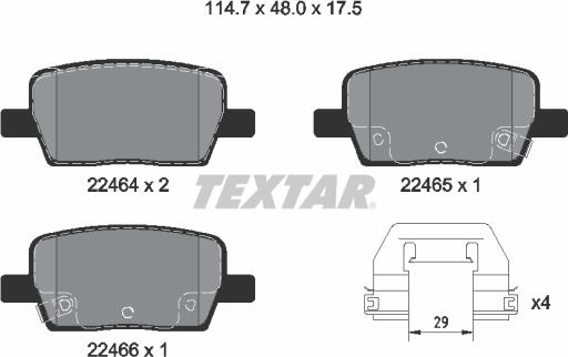 Textar 2246401 - Тормозные колодки, дисковые, комплект autosila-amz.com