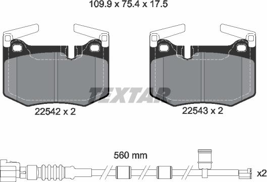 Textar 2254201 - Тормозные колодки, дисковые, комплект autosila-amz.com