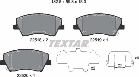Textar 2251801 - Тормозные колодки, дисковые, комплект autosila-amz.com