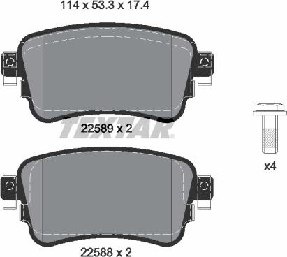 Textar 2258801 - Тормозные колодки, дисковые, комплект autosila-amz.com