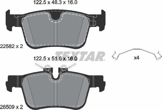 Textar 2258201 - Тормозные колодки, дисковые, комплект autosila-amz.com