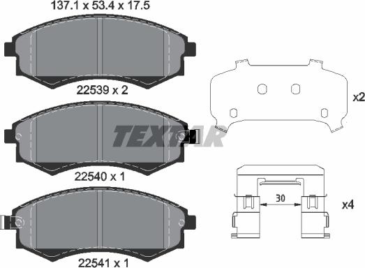 Textar 2253901 - Тормозные колодки, дисковые, комплект autosila-amz.com