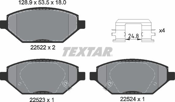 Textar 2252201 - Тормозные колодки, дисковые, комплект autosila-amz.com