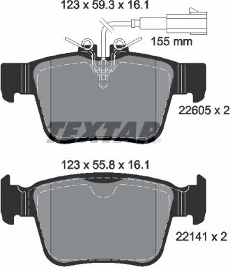 Textar 2260501 - Тормозные колодки, дисковые, комплект autosila-amz.com